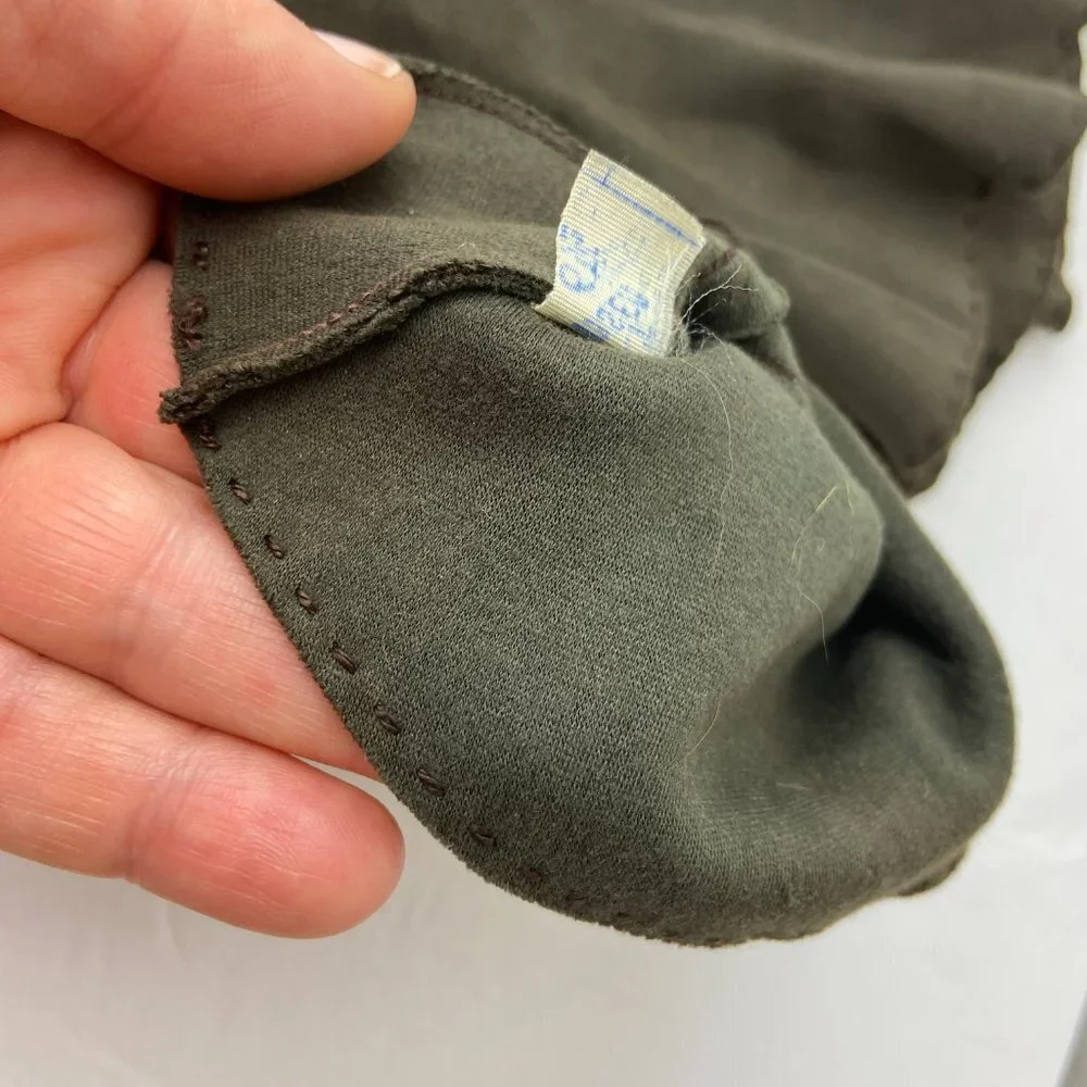 Vintage Gloves Grey-green Pleats Size 6 1/2